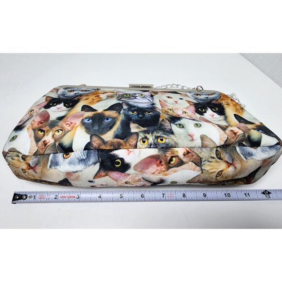 Versatile Cross Body Bag Clutch Purse East West Novelty Cats All Over Fabric - Picture 6 of 7